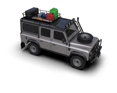 Aracın beyaz arkaplandaki 3 boyutlu görüntülemesi