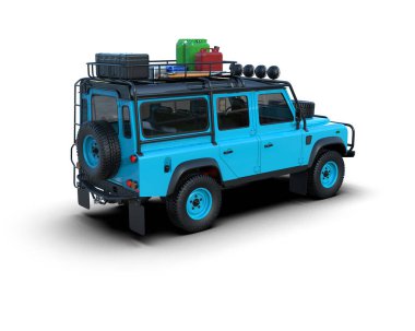 mavi modern SUV - beyaz arka planda araba