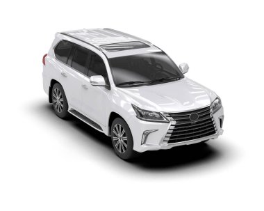 Gri bir geçmişi olan modern şehir cipi. Yan görünüş. 3d oluşturma