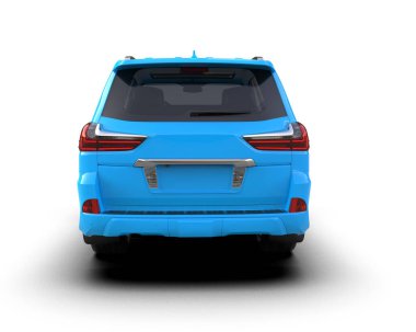 Yaratıcı tasarımın için boş yüzeyi olan mavi şehir arabası. 3d illüstrasyon