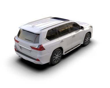 Beyaz araba izole edilmiş arka plan. 3D görüntüleme - illüstrasyon