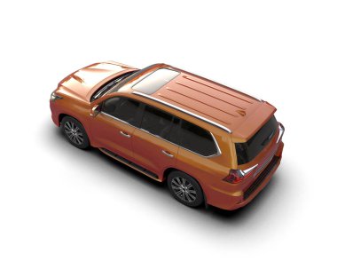 Turuncu araba beyaz arka planda izole edilmiş. 3d oluşturma.