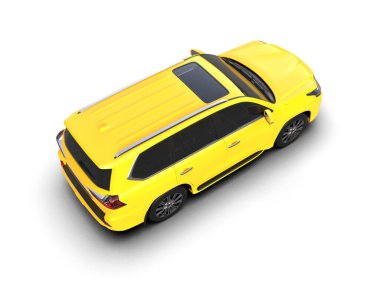 Sarı şehir arabası beyaz arka planda izole edildi