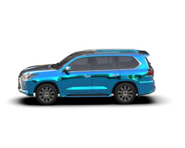 Beyaz arka planda modern mavi lüks araba.