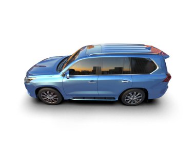 Modern araba beyaz arka planda izole edilmiş. 3d illüstrasyon