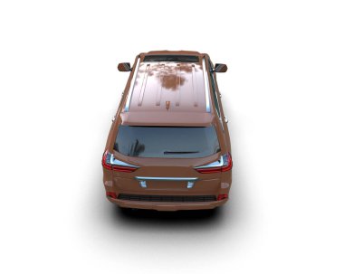 Beyaz arka planda bir araba. 3d oluşturma