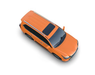turuncu küçük araba beyaz arka planda izole edilmiş. 3d oluşturma