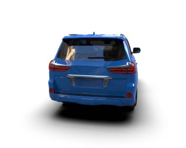 mavi modern araba beyaz arka planda izole edildi