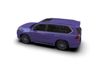 mor modern araba beyaz arka planda izole edilmiş.