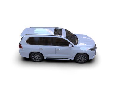 Beyaz arka planda gölgeli modern beyaz araba. 3d illüstrasyon