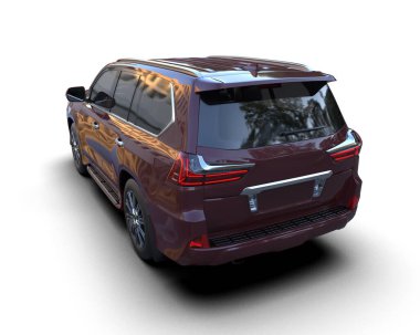 Beyaz arka planda modern bir araba. 3d oluşturma