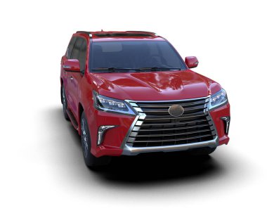 Kırmızı cip beyaz arka planda izole edildi. 3d oluşturma