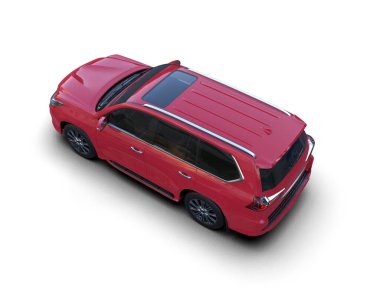 Kırmızı modern araba beyaz arka planda izole edilmiş. 3d illüstrasyon