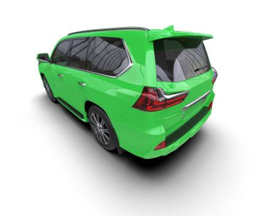 modern elektrikli yeşil araba - yan görünüm