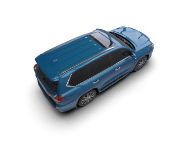 mavi modern araba beyaz arka planda izole edildi