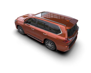 turuncu lüks SUV arabası beyaz arka planda izole edilmiş. 3d oluşturma.