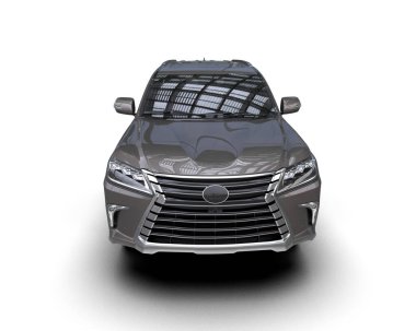 modern araba beyaz arkaplanda yansıma ile izole edildi