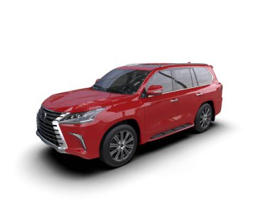 Beyaz arka planda modern lüks bir cip. 3d oluşturma