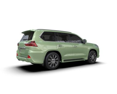 Beyaz arka planda gölgeli yaratıcı tasarım için beyaz ekranı olan modern şehir arabası. 3 Boyutlu Hazırlama