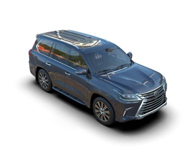 Beyaz arka planda modern lüks SUV. 3 Boyutlu Hazırlama