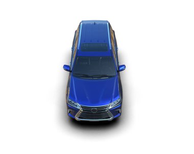 Beyaz arka planda modern lüks mavi aile arabası..