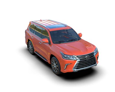 Gri arka planda kırmızı lüks araba. Araba konsepti. 3d oluşturma