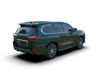 Gri arka planda modern yeşil SUV