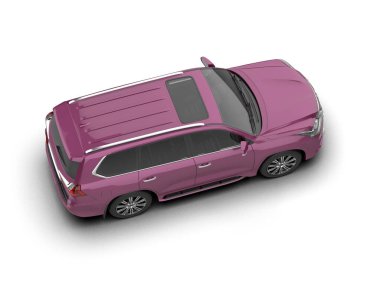 beyaz arka planda gölgeli modern pembe araba