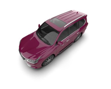 Beyaz arka planda gölgeli modern pembe araba.