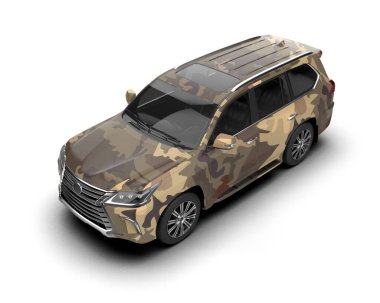 Araba izole. Arkaplanda askeri araç