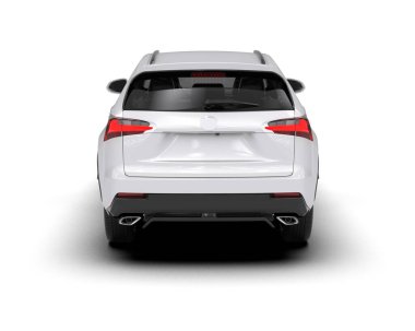 modern şehir beyazı - araba - üst görünüm - ön taraf - beyaz arkaplan üzerine gölge - 3 boyutlu görüntüleme