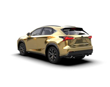 Arka planda lüks bir araba var. 3D görüntüleme - illüstrasyon