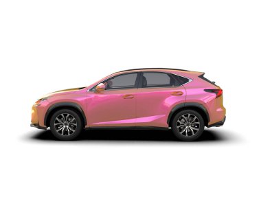 Aile, aile şehri, 3 boyutlu illüstrasyon için modern kompakt şehir arabası