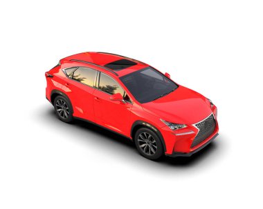 Kırmızı modern cip arabası. 3d oluşturma