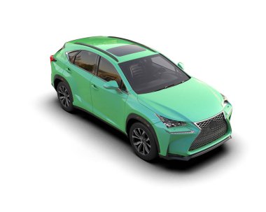 Modern şehir açık yeşil arabası - 3 boyutlu