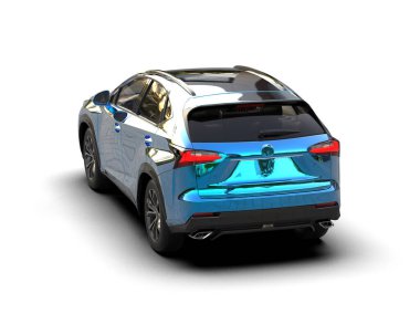 Beyaz arka planda yansıması olan modern şehir arabası. 3d oluşturma.