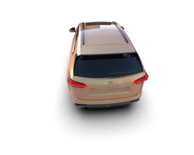 Beyaz arka planda gölgesi olan modern şehir arabası. 3d oluşturma