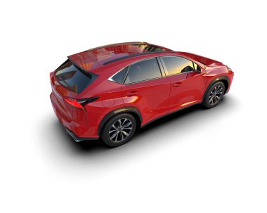 Beyaz arka planda modern şehir arabası. 3d oluşturma