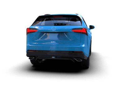 Modern kentsel geçmişe sahip mavi SUv, 3 boyutlu illüstrasyon