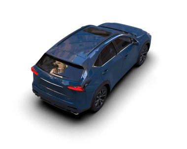 Beyaz arka planda modern bir araba. 3d oluşturma