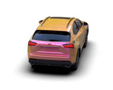 Sarı şehir ışığı. Arkadaki araba. 3d oluşturma