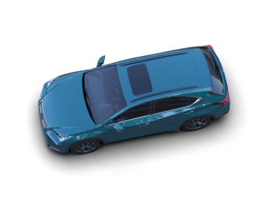 Modern şehir arabası beyaz arka planda izole edildi. 3 boyutlu çizim - illüstrasyon