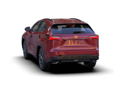 Beyaz arka planda modern bir araba. 3d oluşturma.