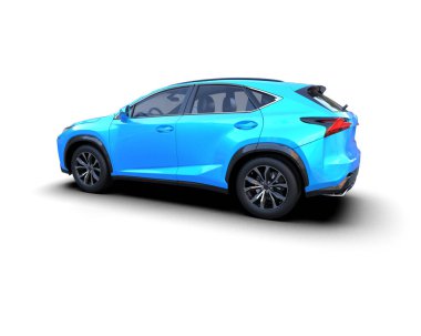 Modern kompakt mavi araba - ön manzara. 3d oluşturma