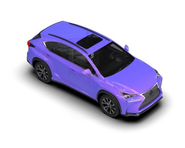 Beyaz arka planda bir araba. Modern araba. 3d oluşturma.