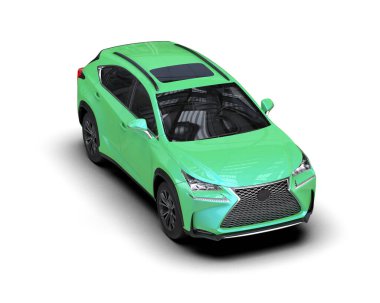 yeşil modern araba. 3d oluşturma