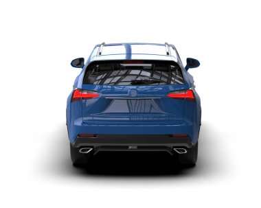 mavi modern araba yan görünümü - 3D görüntüleme