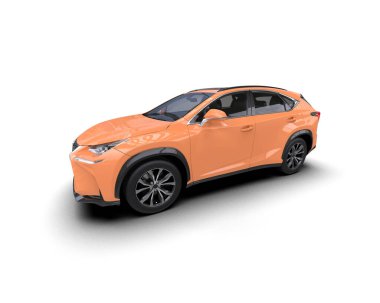 modern lüks araba gölgeli beyaz bir arka planda izole edilmiş - 3 boyutlu illüstrasyon