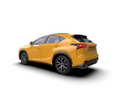 Modern araba arka planda izole edilmiş. 3D görüntüleme - illüstrasyon