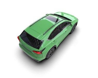 Yeşil araba, modern sedan. 3d illüstrasyon.